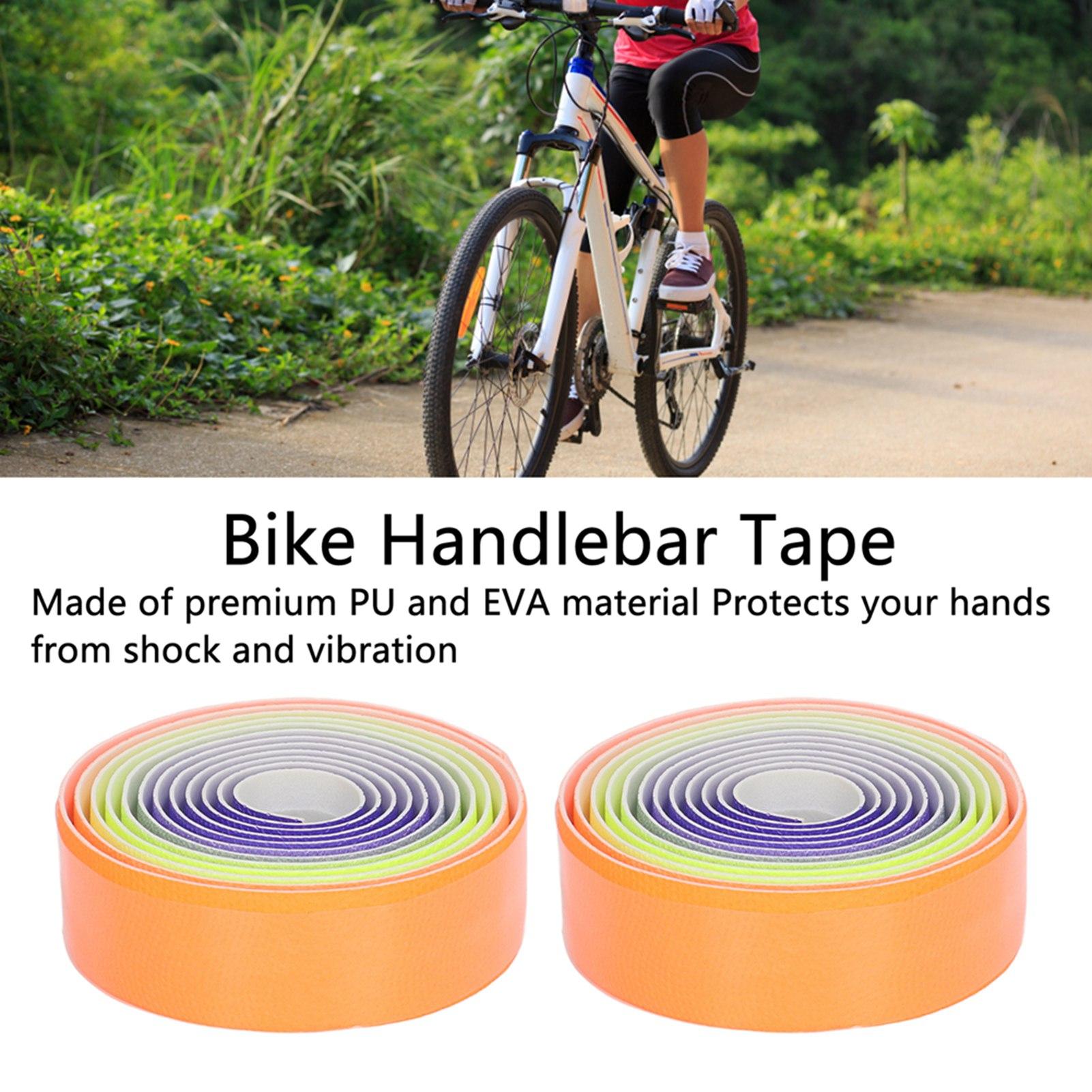 2PCS Bike Handlebar Wrap Straps High Elastic PU and EVA Gradient Colorful Damping Bike Bar Tape for Cycling Riding