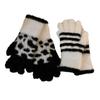 Fingerless Gloves with Touch Screen for Women Autumn and Winter Leopard Print Warm and Thickened Knitted Fingerless Woolen Gloves