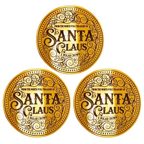 Santa Gold Coin Decorative Christmas Keepsake 4cm Stainless Steel Surprise Token Festive Party Decoration