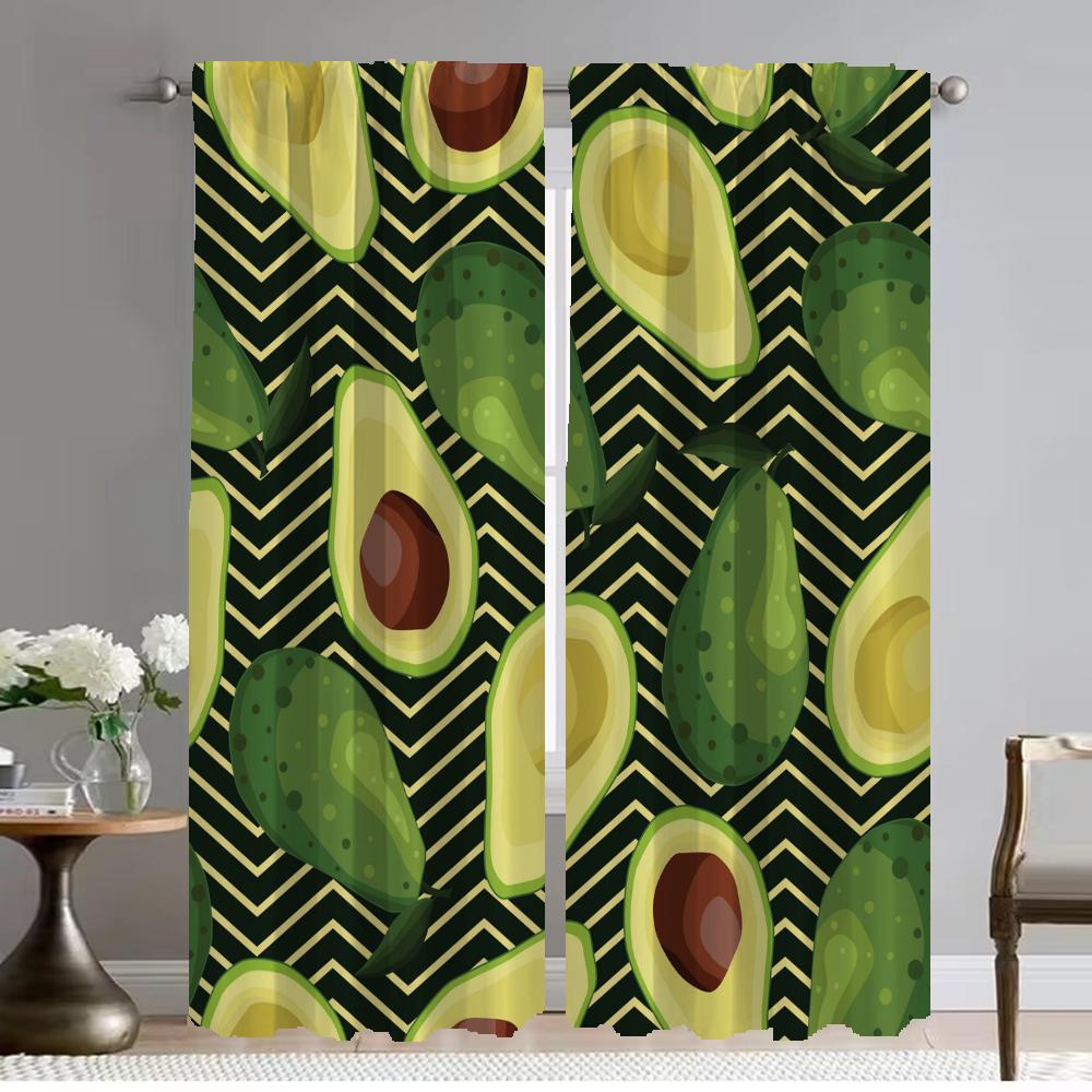 Zatemňovací závěsy s avokádem pro obývací pokoj Závěs Domácí interiérové závěsy 2 kusy Stínidla Halloweenská dekorace Tyl do ložnice