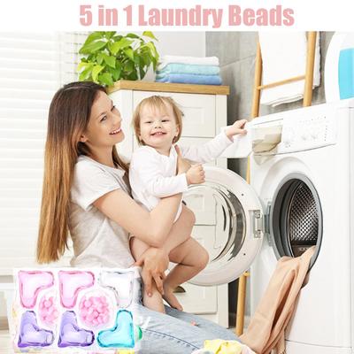 5-in-1 Wäscheperlen, Super Clean Duftende Wäscheperlen, Langanhaltend und Weichspüler, Tiefenreinigung Wäsche 50 Kapseln 400ml