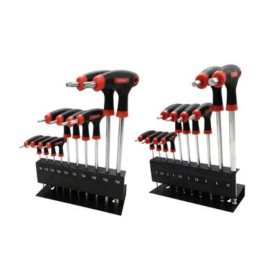Extended Plastic Handle T Handle Hex Key and Star Wrench Set In Metal for Automotive Repair Tool