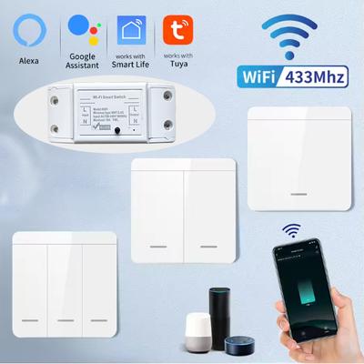 Tuya WiFi Switch 433MHz Universal Breaker 1/2/3 Gang Wireless Wall Switch Remote Voice Control Support Smart Life,Alexa,Google