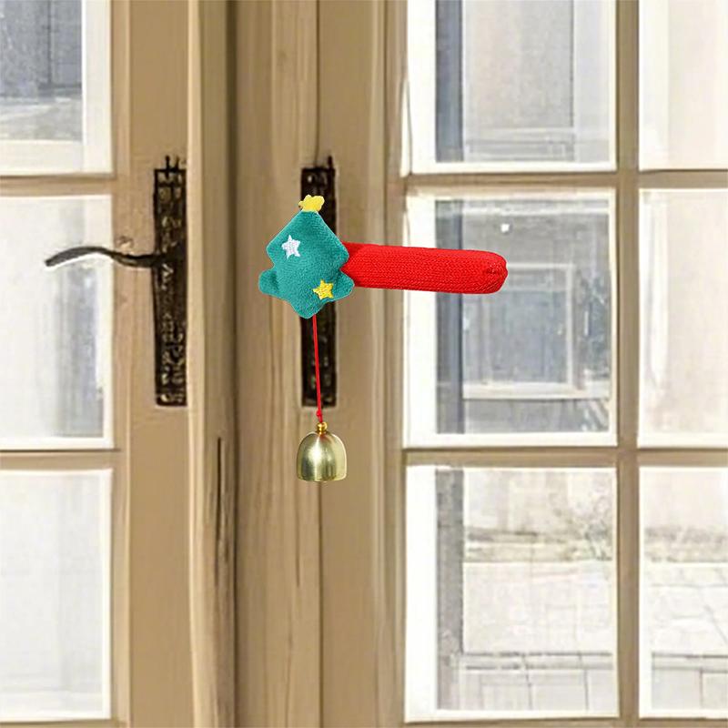 1PC Christmas Room Cloth Bell Door Handle Gloves Gift Cartoon Decoration Santa Claus Protective Cover Festival