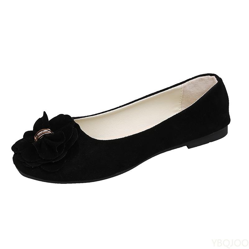 Fashion New square toe black flat shoes with shallow mouth simple comfortable design daily wear is not tiring single shoe