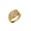 European and American Fashion Gold Diamond Studded Horse Head Men Ring Animal Ring