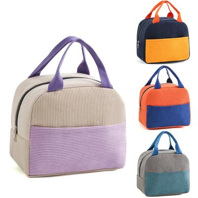 Multicolored Corduroy Lunch Box Insulated Bag With Thickened Suitable  Office Lunch Bag Portable Outdoor Freshkeeping Ice Bag And Insulated Bento Bag