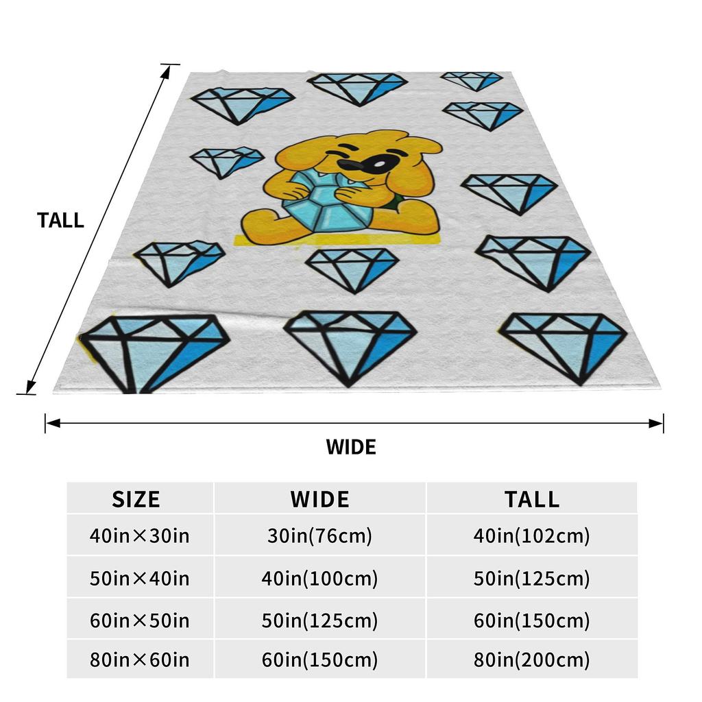 Mike-cracks Game Cartoon Dog Blanket Cover Diamond Love Wool Throw Blankets Home Couch Decoration Soft Warm Bedspread