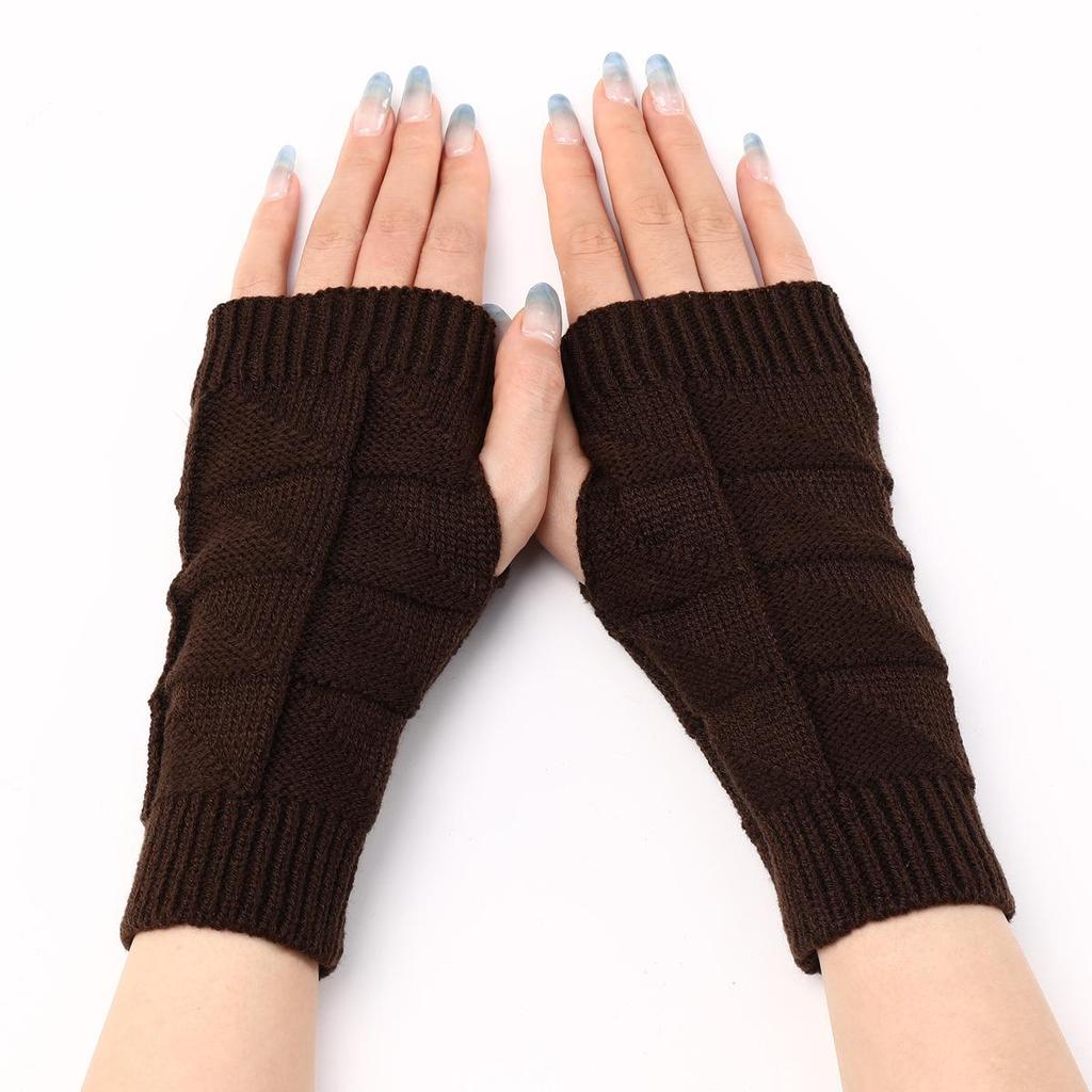 Neue Herbst und Winter Damen gestrickte warme Handschuhe Halbfingerärmel kurze Armärmel
