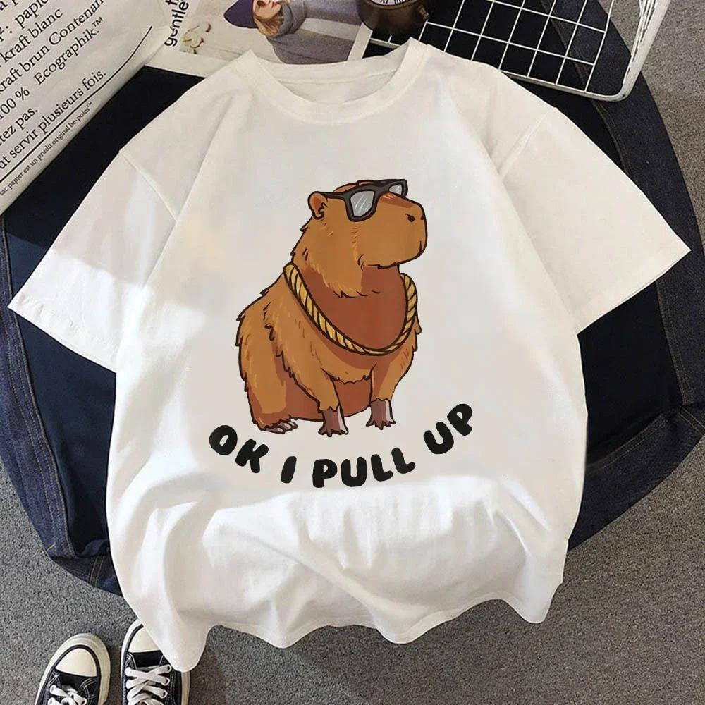 Cute Capybara Clothing T-Shirt Women Vintage T Shirt Casual Anime Top Tees T Shirt Manga Women Female Graphic Tee