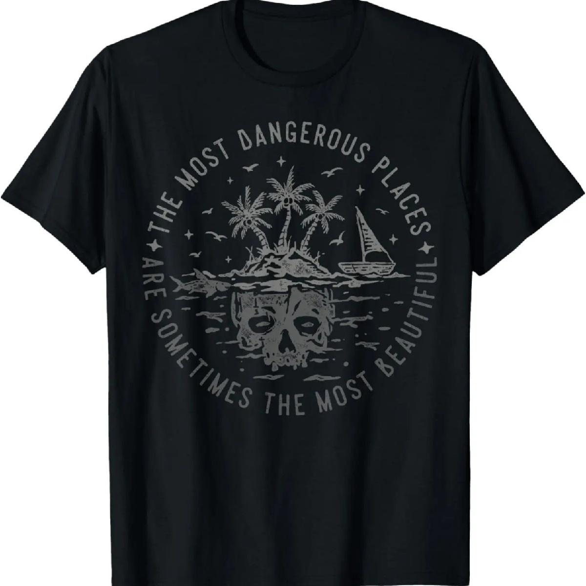 dangerous places sometimes most beautiful island Ship skull T-Shirt XXXXXL разноцветный