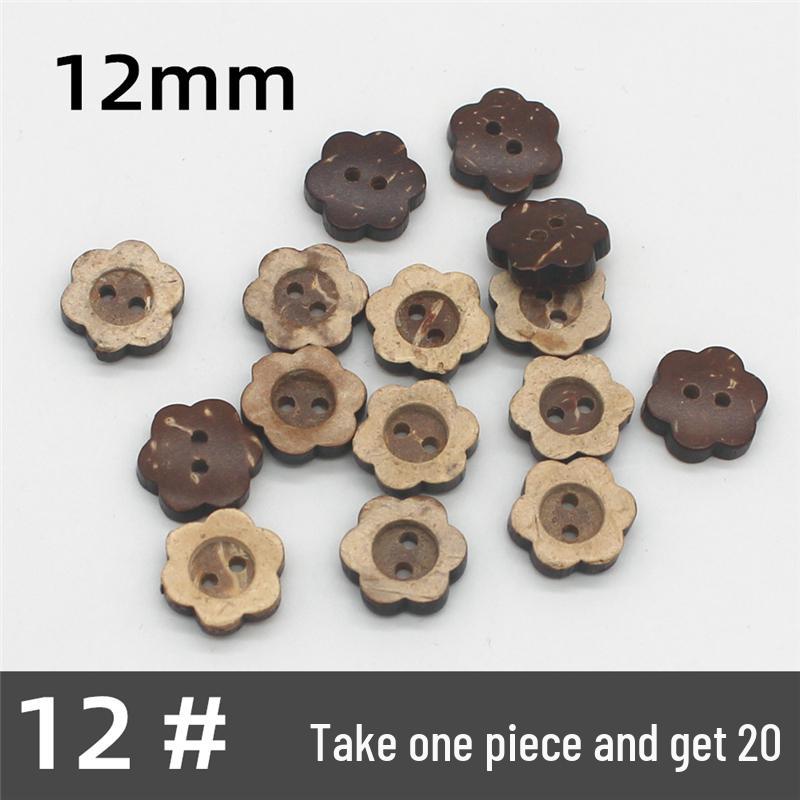 Natural Retro Coconut Shell Round Buttons for Children's Clothing