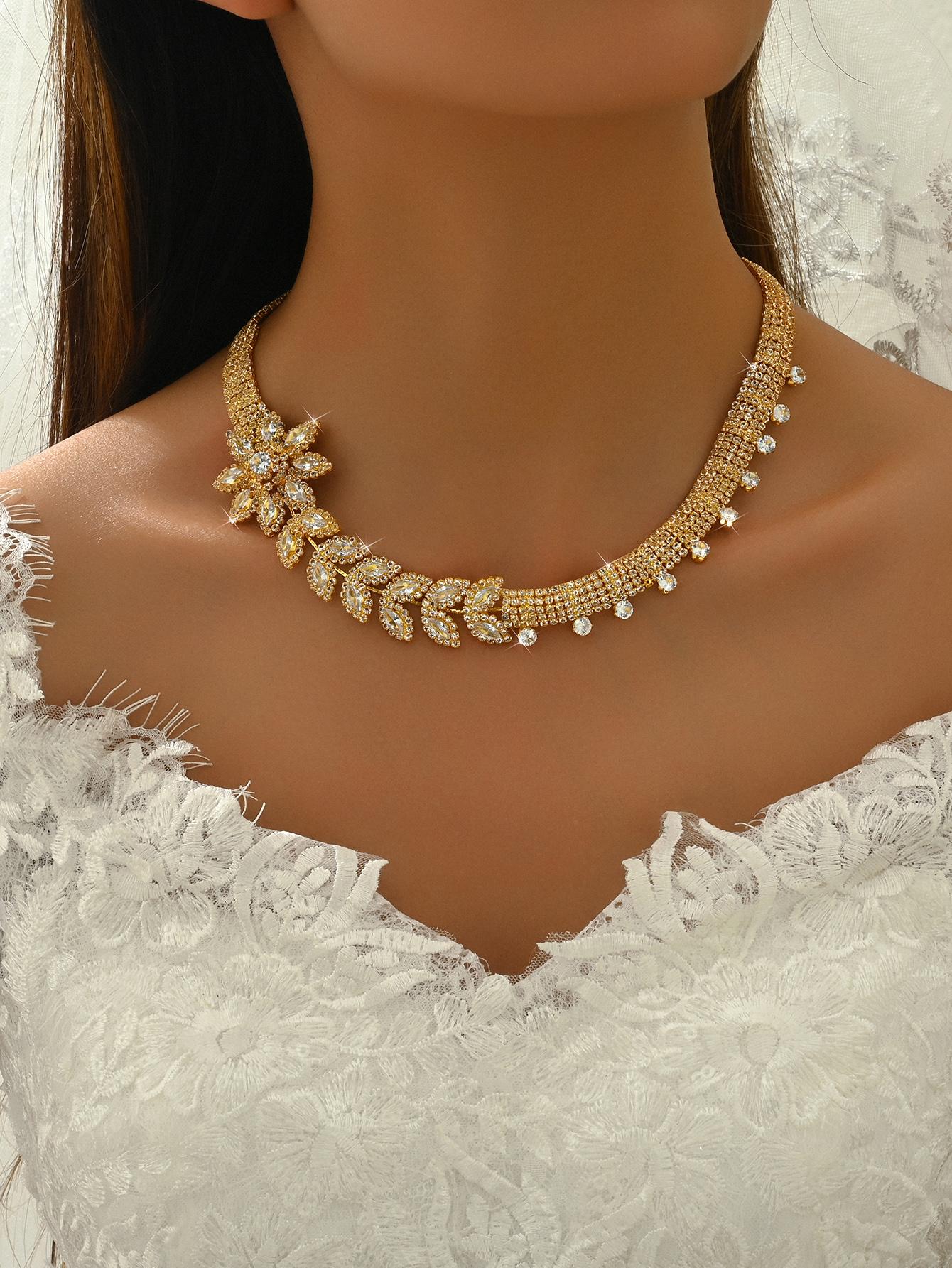 

5 шт. Женский модный набор с когтевой цепочкой, высококачественные серьги-цветы, ожерелье, браслет, кольцо, набор с цирконом, свадебный банкет, вечеринка, праздничный подарок