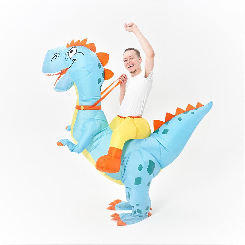 Halloween Dinosaur Raptors Inflatable Doll Costume, Party Stage Performance Clothes Half-length Cycling Suit