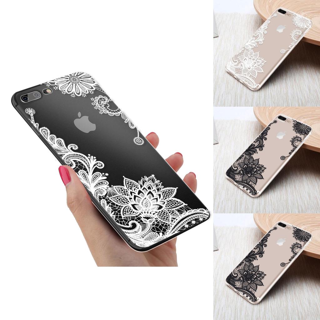 Lace Slim Flower Clear Soft Silicone Case Cover For Iphone X 6s 7 8 Plus
