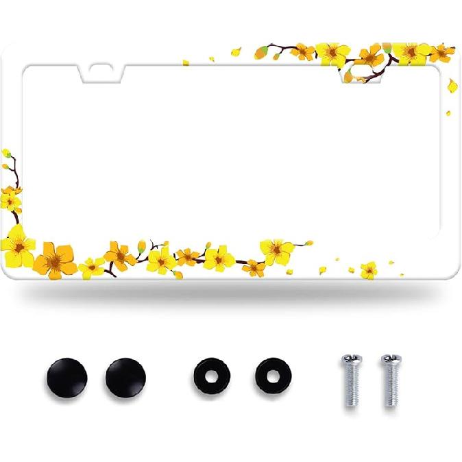 Waves License Plate Frame Ocean Wave Mounta License Plate Stainless Steel Parts Funny License Plate Decorative With Screws Size 12.3" X 6.3"