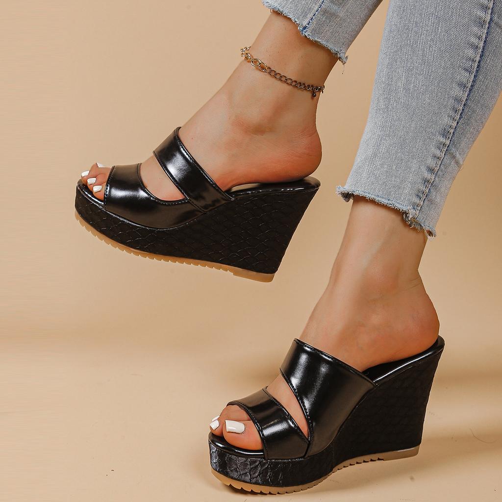 Plus Size Shoes for Women 35-42 Summer Fashion Platform Wedge Comfortable Peep Toe Non-slip Sandals Casual Women Slippers