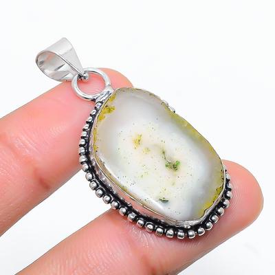 Natural Yellow Solar Quartz Gemstone 925 Sterling Silver Pendant 1.81" V9S34