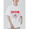 Black T-Shirt With Red Freedom Spider Web Print For Casual Wear