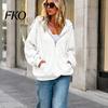 Comfortable Loungewear Top Womens Quarter Zip Hoodie, Oversized Loose Fit Long Sleeve Sweatshirt with Full Corduroy Hoodie Drawstring Hood Kangaroo