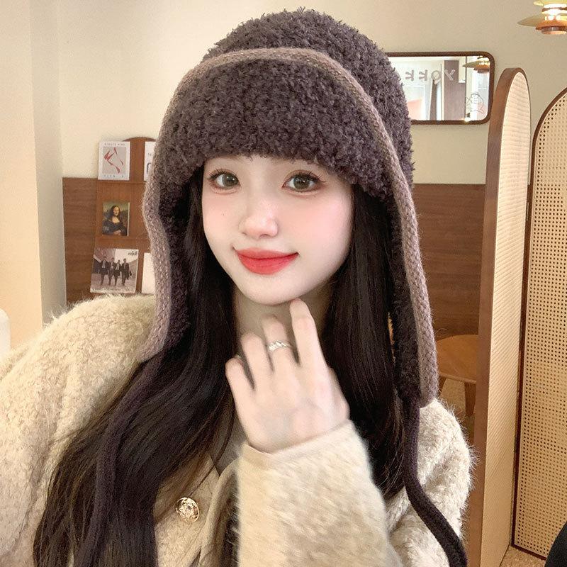 Keep Warm and Cold Children Autumn and Winter Thickened Fleece Ear Protector Knitted Wool Balaclava Hat