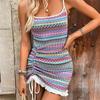 Summer Seaside Vacation Strap Skirt Ethnic Style Colorful Embroidered Sexy Dress