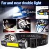 Outdoor Mini Powerful LED Headlamp USB Rechargeable Waterproof XPE+COB Torch Flash Head Lamp Camping Fishing Hiking Bike Light
