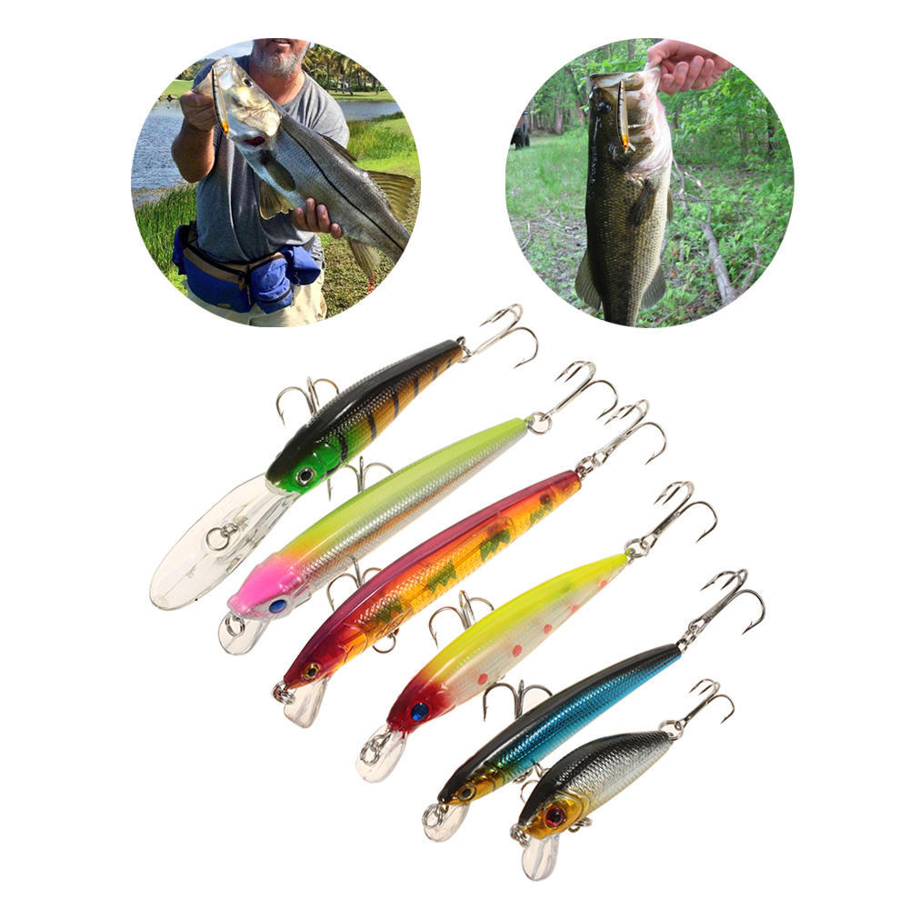 43pcs Assorted Size Minnow Fly Fishing Lures Pencil Popper Crankbaits Carp Fishing Wobbler Suspending Artificial Hard