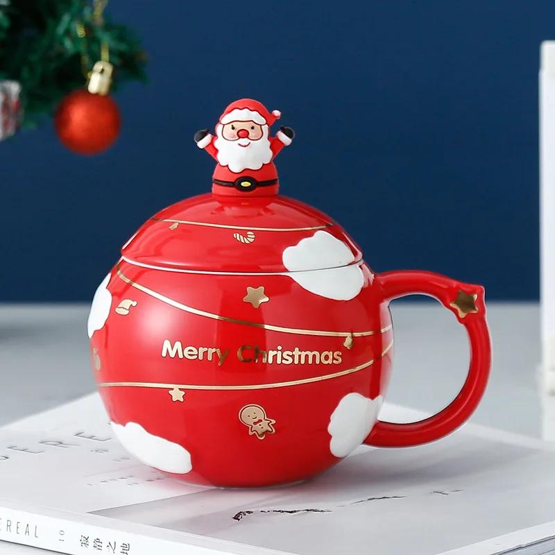 450 ml Leuke Kerst Koffie Mok Met Lepel Keramische Astronaut Vorm Melk Koffie Cup Festival Dárek Kerstman Thee Cup Nordic Mok