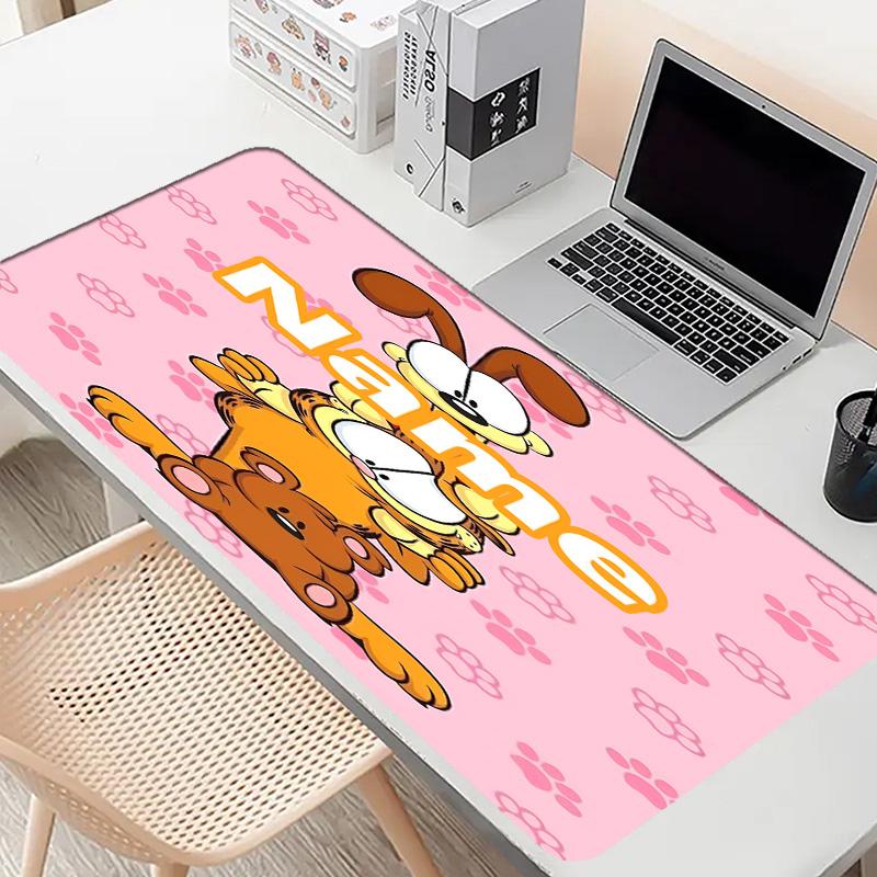 Custom Name Personalized Garfield Pattern Mousepad, Laptop PC Desk Mat, Decorative Desk Mat for Home Keyboard Pad Gift