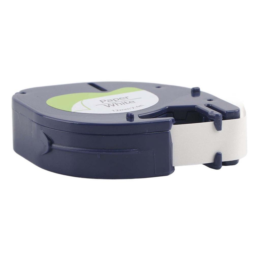 2Pcs PET Resin Ribbon Black-on-White 12mm X 4m Thermal Printing Tape Film Coating Standard Size for DYMO LT Labeling Machine