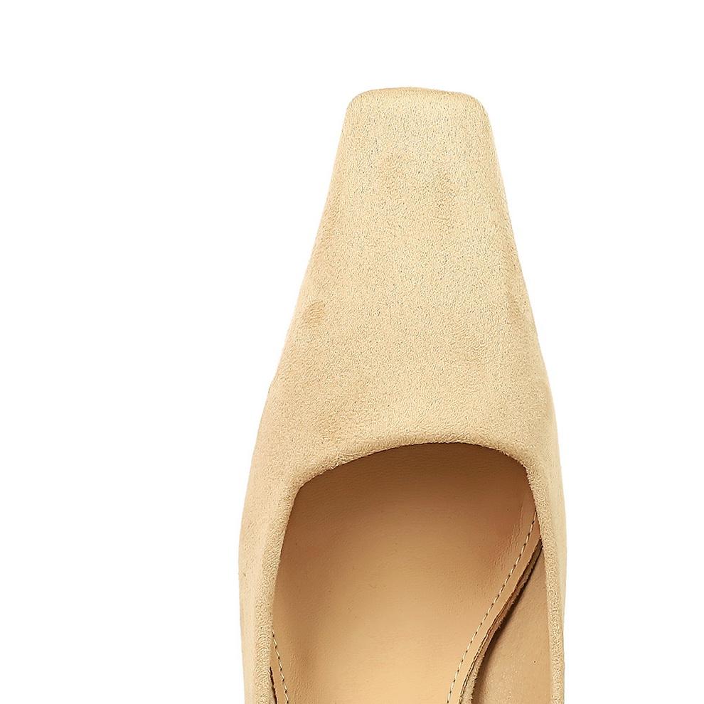 BIGTREE Einfache und Bequeme Dicke Absatz Hoher Absatz Alle Professionellen OL Wildleder Flacher Ausschnitt Eckige Spitze Damenschuhe Einzelne Schuhe