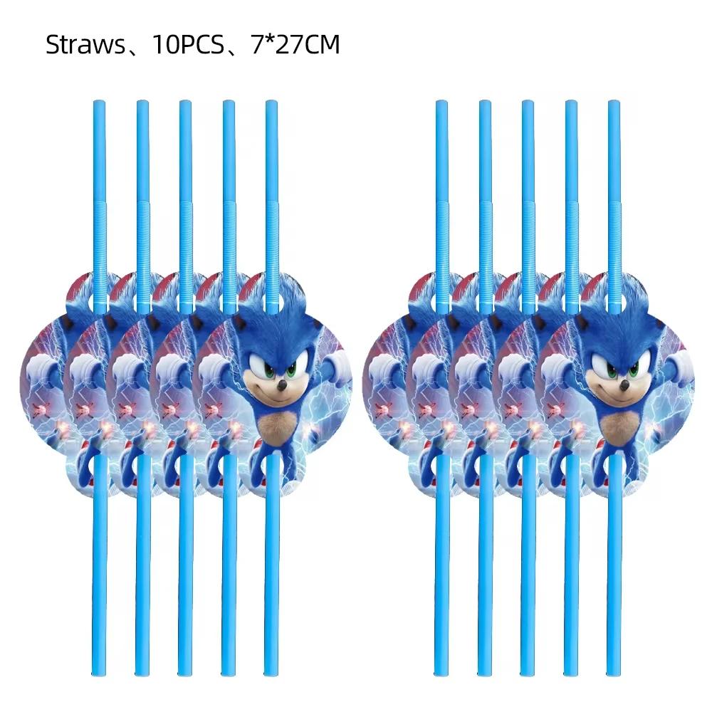 New Cartoon Sonic Party Supplies Boys Birthday Party Disposable Tableware Set Paper Plate Cup Napkin Balloon Baby Shower Decor
