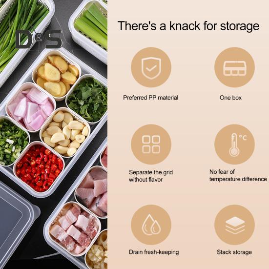 Aufbewahrungsbox für Lebensmittel, unterteiltes Serviertablett für Snacks mit Deckel, BPA-frei, 6 Fächer, Snackbox, tragbarer Aufbewahrungs-Organizer