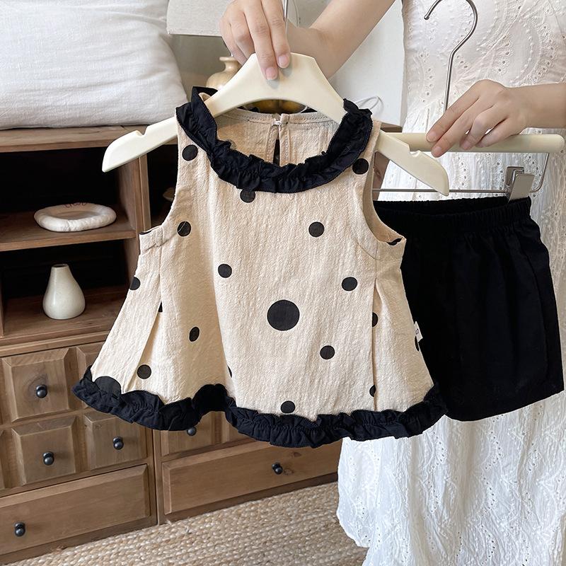 Girls Sleeveless Plaid Two Piece Set with Shorts and Tank Top Princess 110