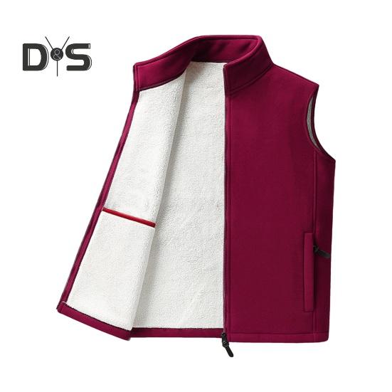 

Флисовый жилет, пальто, воротник-стойка, безрукавка, с бархатным внутренним слоем, застежка-молния, карманы, утеплитель, жилет, куртка 3XL красный