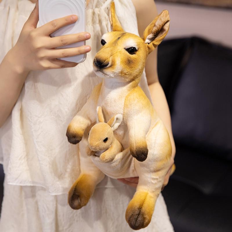 Kangaroo Mom and Son Stuffed Doll Cute Appease Sleep Pillow Creative Birthday Gift ReaListic Kangaroo Plush Toy