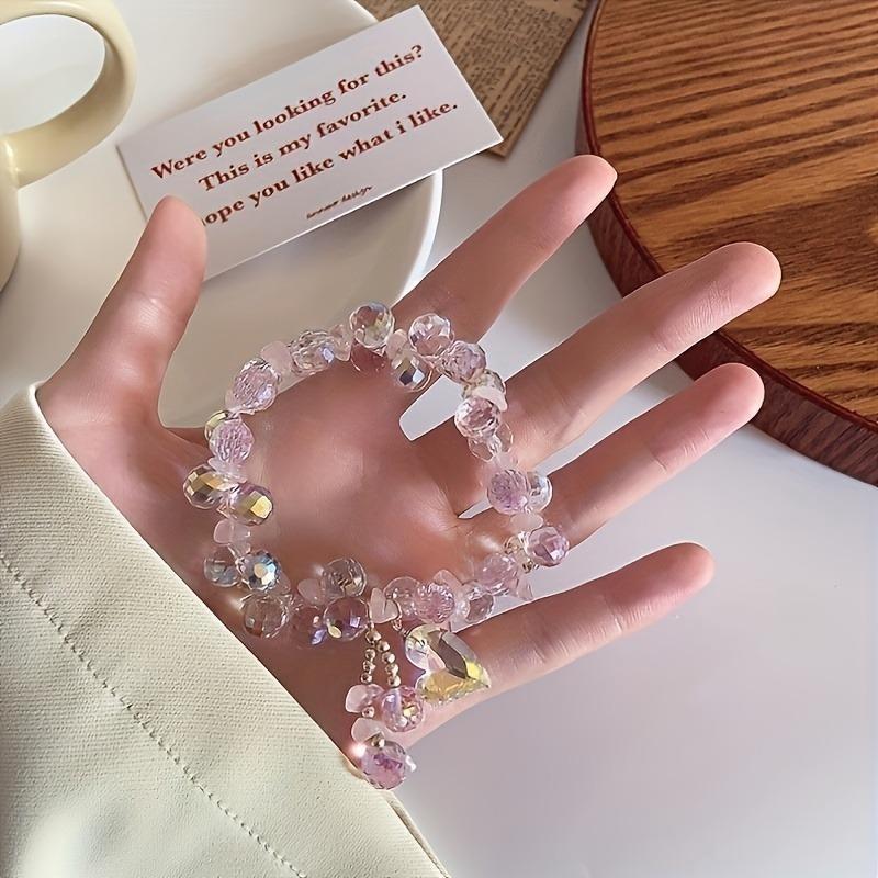 Elegant Synthetic Crystal Bracelet with Heart Pendant, Sparkling Luxury Design, Non-plated Artificial Crystal, Perfect for Daily and Party Wear.