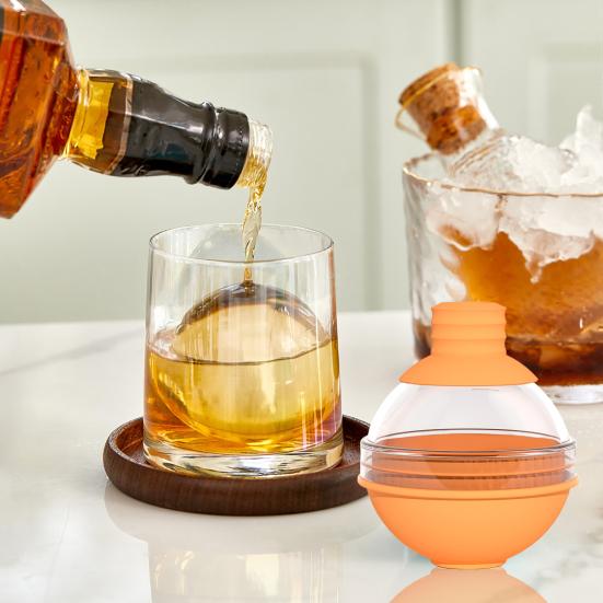 1/4 paczki Forma do kulek lodowych z pokrywką w kształcie lejka Silikonowe formy do hokeja na lodzie niezawierające BPA Kulki Szczelna, łatwa w uwalnianiu forma do lodu do koktajli whisky Bourbon