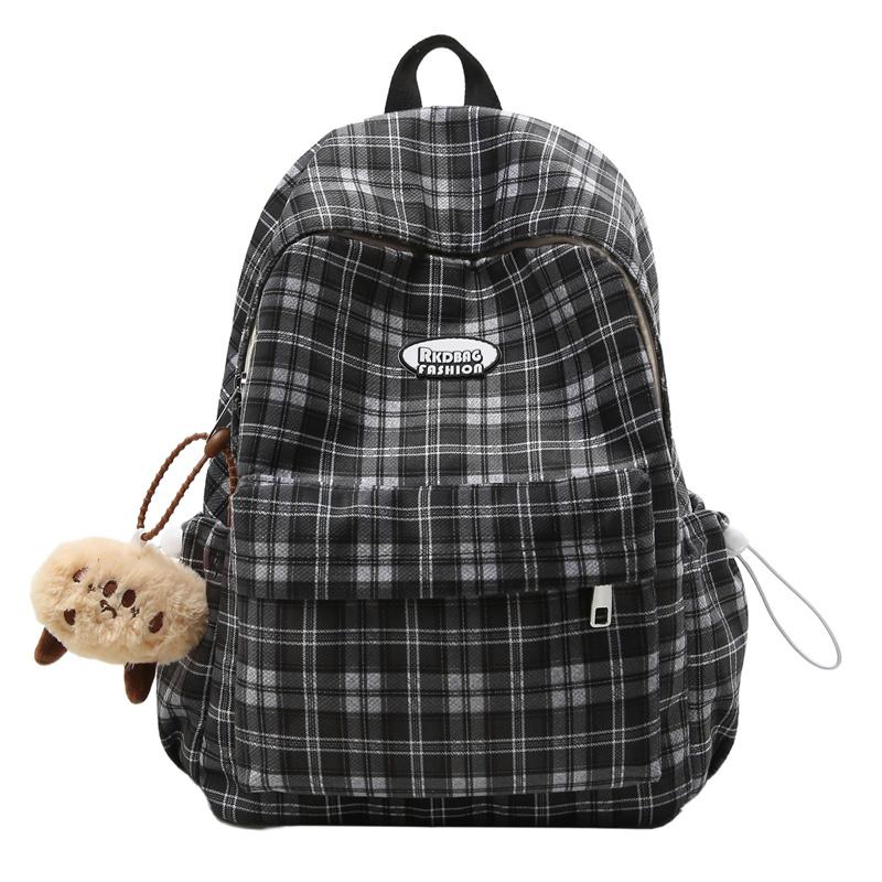 Plecak w kratę w stylu koledżowym dla ucznia gimnazjum, lekki plecak szkolny podróżny o dużej pojemności
