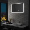 LED Bathroom Mirror with Touch Sensor and Time Display 100 x 60 cm