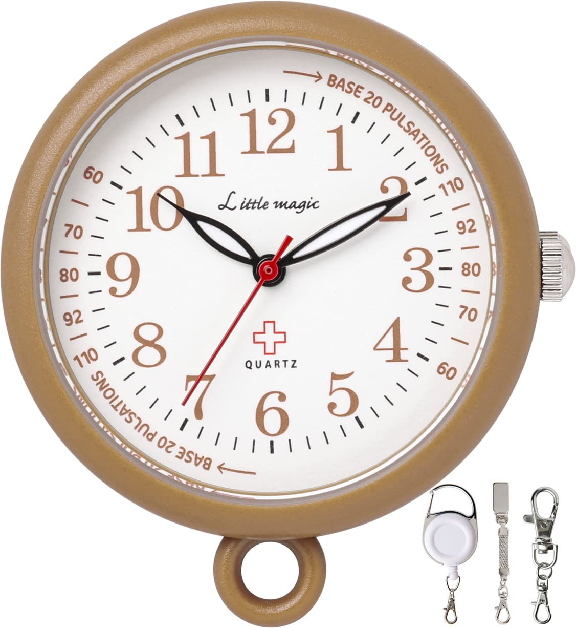 

и легко можно заменить на карманные часы Nurse watch Clock Colore 34 мм [Маленькая магия] [Официальный] [Большое чтение] [Самостоятельно установите батарею] (colore34BR коричневый)