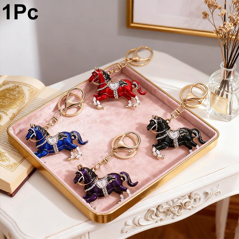 1PC Rhinestone Handbags Horse Keychain Backpacks Brightly Gift Decorative Souvenirs Zinc Alloy Convenient Cute Practicality