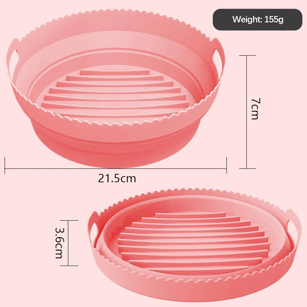 Round Reusable Foldable Bpa Free Airfryer Baking Molds NEW Air Fryer Silicone Pot Basket Plate Cooking Air Fryer Accessories