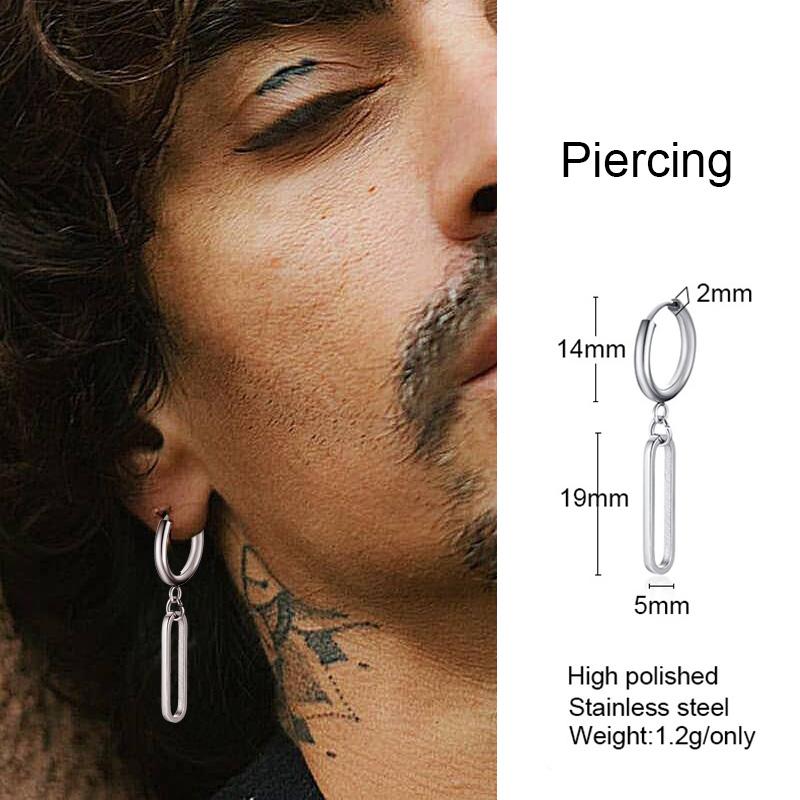 Lightning Bolt Charm Hoop Huggie Copper Color Earrings for Men Stainless Steel Hinge Hoops Lightnings