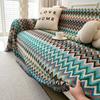 Bohemian Bawełna Len Dzianinowy Pokrowiec Narzuta Sofa Geometryczny Pełne Pokrycie Całoroczne Zastosowanie