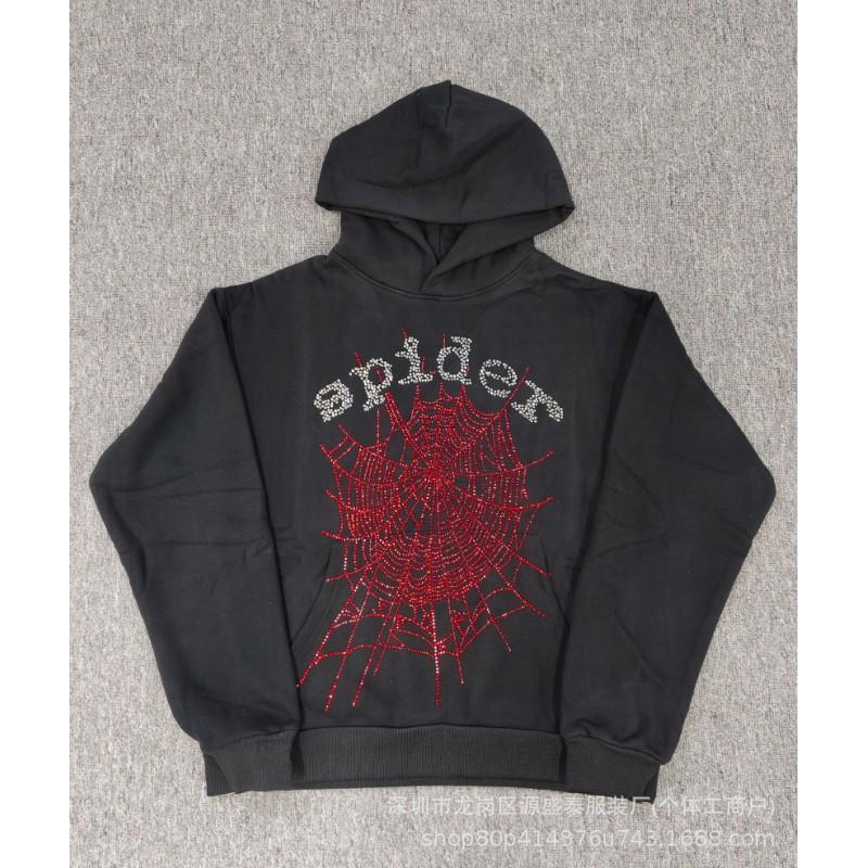 Sp1der Rapper YoungThug Same Foam Letter 555555 Couple Hoodie Pink Sweatshirt