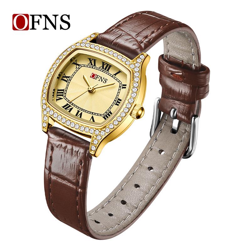 Oufannishi Women's Waterproof Square Fashion Watch, Roman Numerals, Diamond Accents