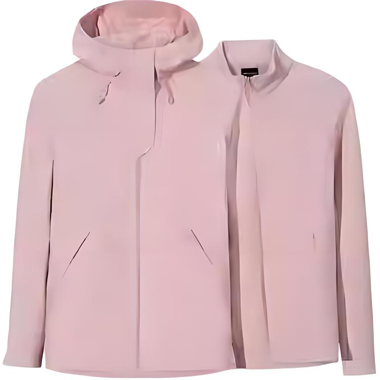 Anta Champion Outdoor Series Solid Color Zipper Hooded Comfortable Three-In-One Fleece Breathable Jacket Women Jacket Ice-Taro-Pink 162510604-4