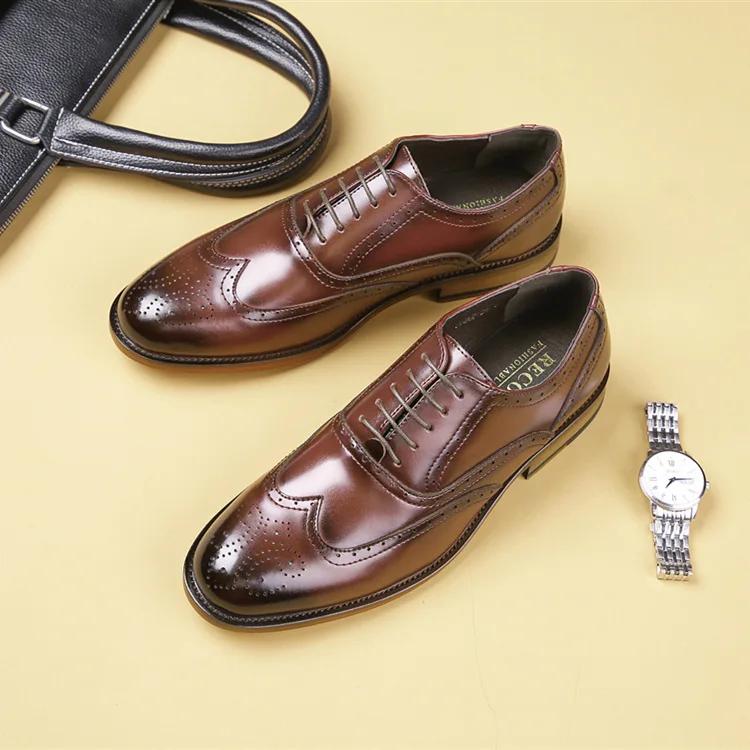 Premium Herren Brogue Oxford Businessschuhe - Zeitloser Stil Echtes Leder & Elastikband - Langlebig, Bequem,